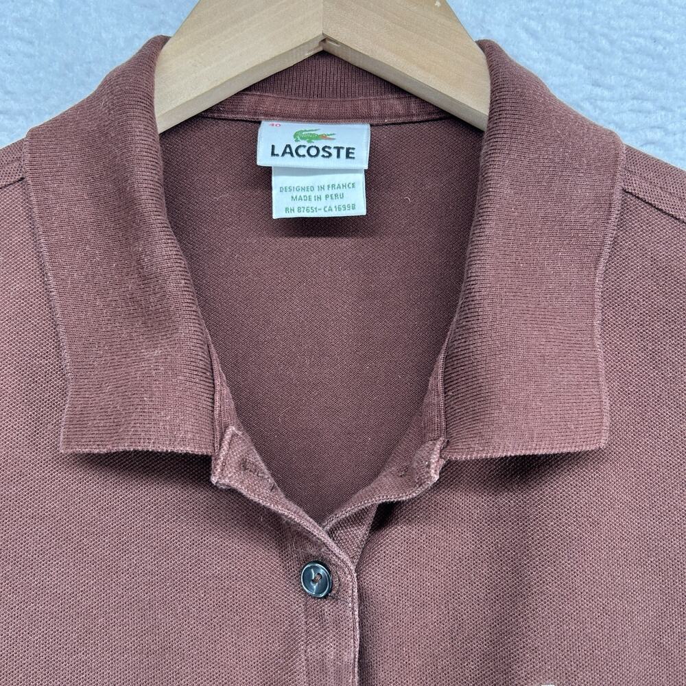 LACOSTE Shirt Womens 40 M Polo Golf Performance Pique Stretch Cotton Brown - Picture 5 of 10